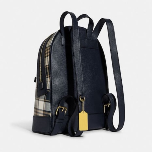 Coach Kenley Backpack with Garden Plaid Print in Midnight/Gold - Picture 2 of 4